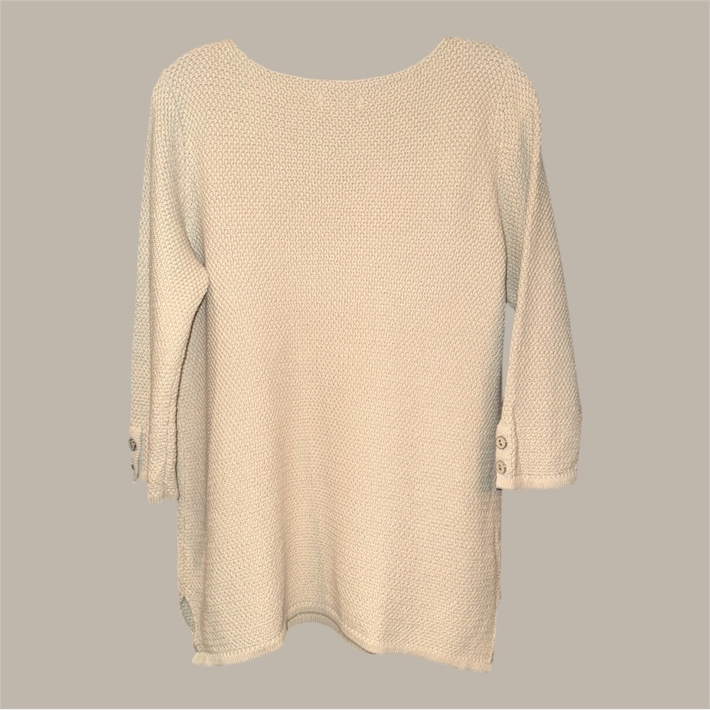 Women’s Charter Club Cream Textured Knit Sweater 3/4 sleeves size large